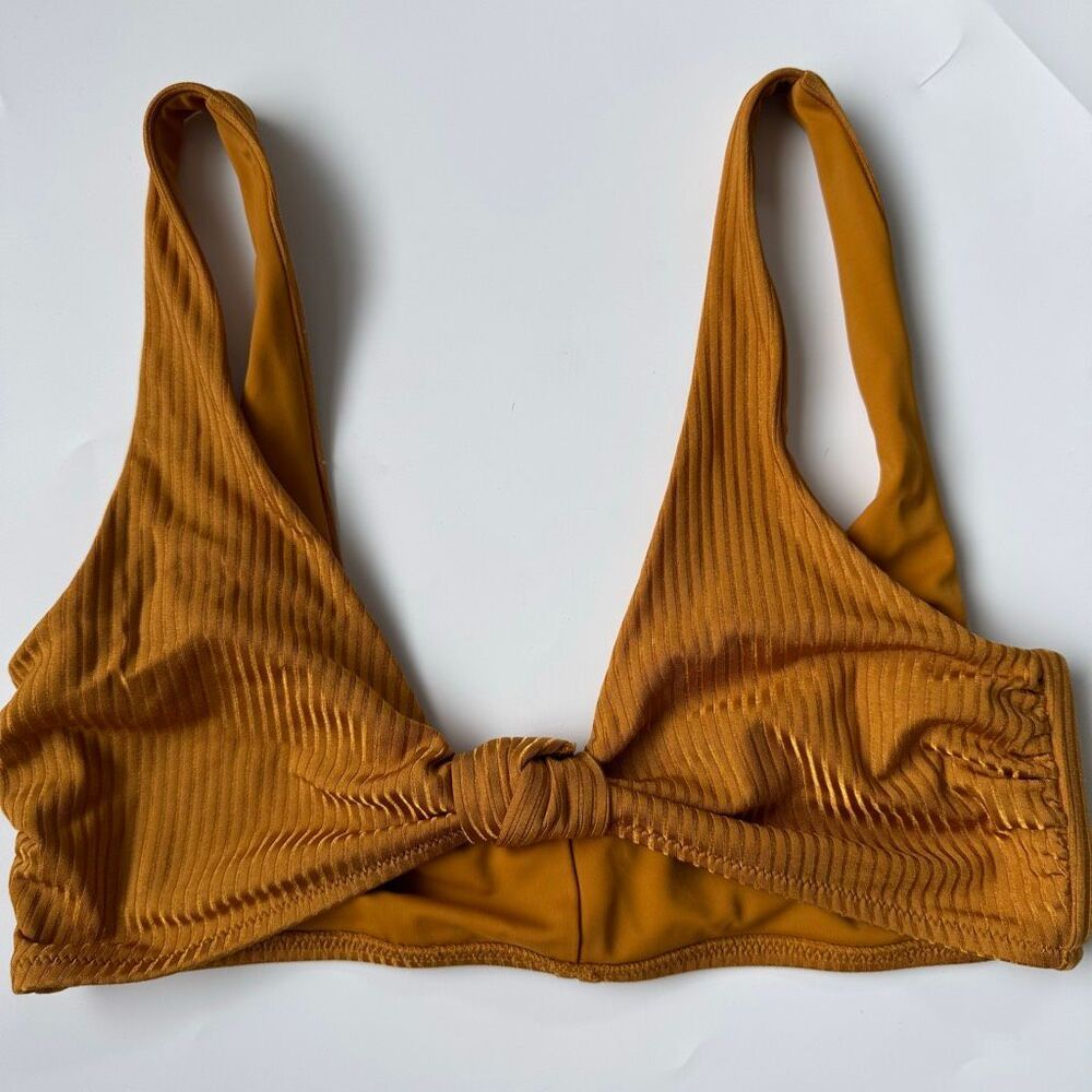 Tori Praver Gold Yellow Knot Front Shoulder Strap Bikini Swim Top Size Medium
